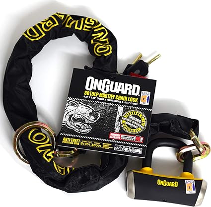 Onguard mastiff 8019 chain lock 1100 x 10mmcolour black yellow size 1100mm rrp 180 perfect for everyone