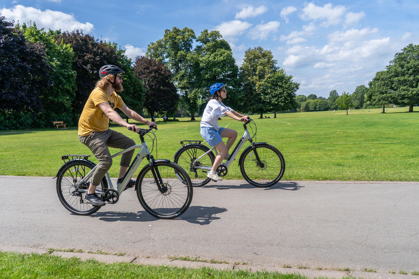 Falcon horizon cross bar electric hybrid bike silver perfect for everyone