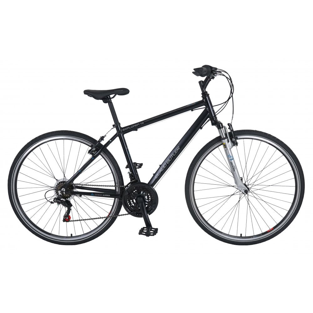 Claud butler explorer 1 0 hybrid bike 18 black perfect for men