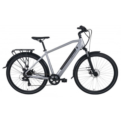 Falcon horizon cross bar electric hybrid bike silver perfect for men