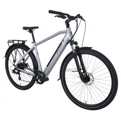 Falcon horizon cross bar electric hybrid bike silver perfect for everyone