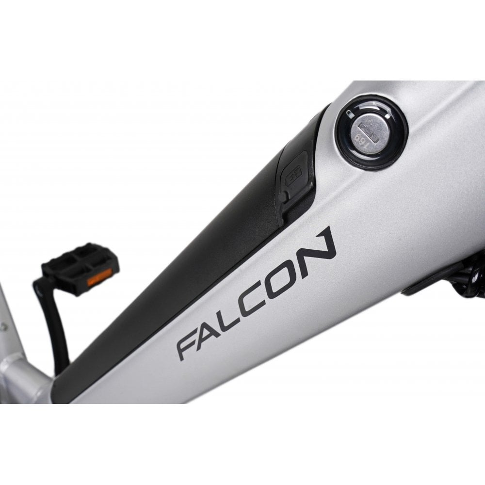 Falcon horizon low step electric hybrid bike silver perfect for everyone